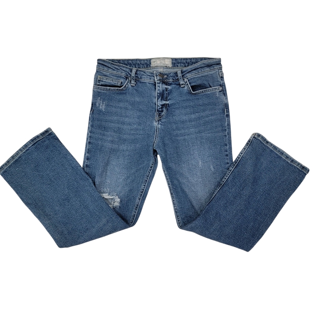 Free People Cropped Flare Leg Jeans w/ Colorblock Cut Out Distressed Wom… - Picture 5 of 17